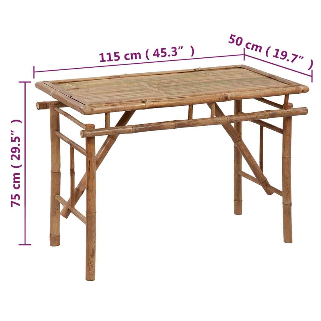 vidaXL Mesa de jardim dobrável 115x50x75 cm bambu