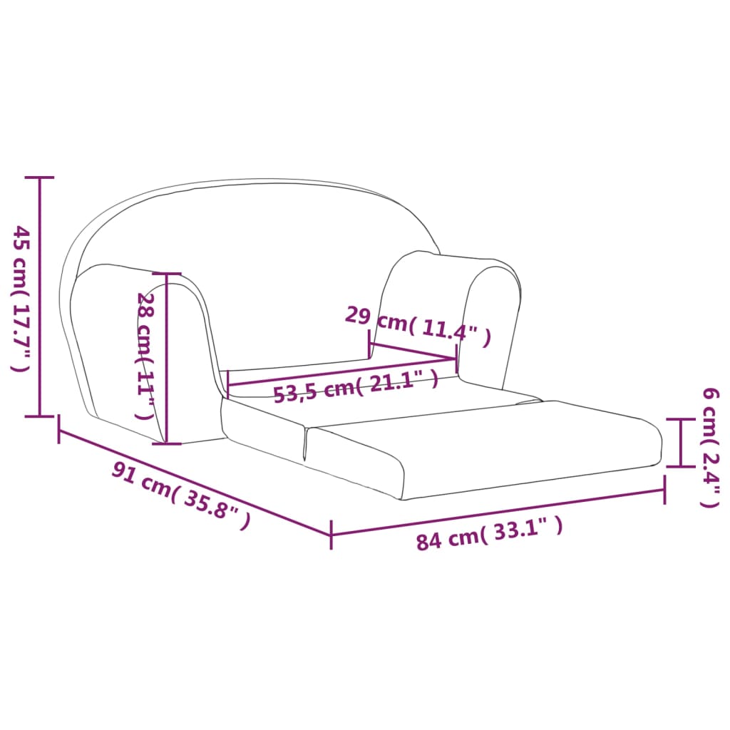 vidaXL Sofá-cama infantil 2 lugares c/ estrelas pelúcia cinzento-claro