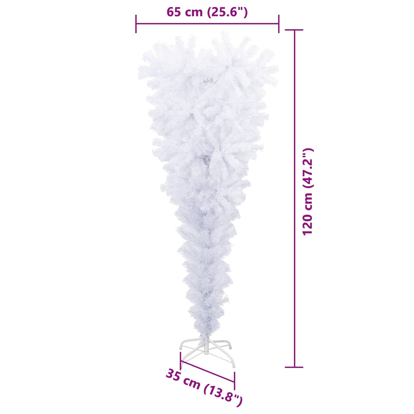 vidaXL Árvore de Natal Artificial com 150 LEDs Branco 120 cm PVC e Aço