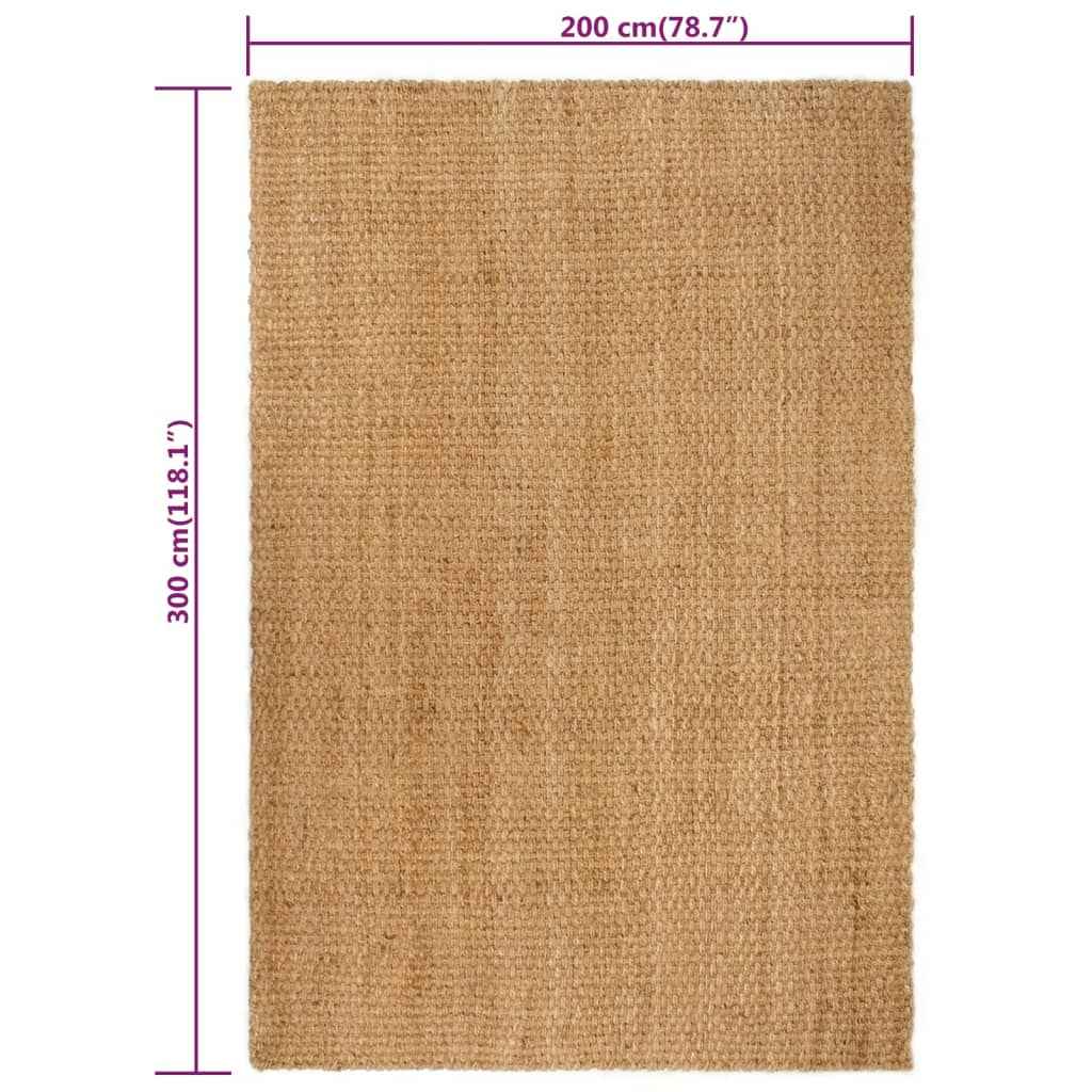 vidaXL Tapete retangular natural 200x300 cm juta