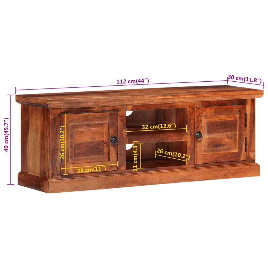 vidaXL Móvel de TV com portas 112x30x40 cm madeira de acácia maciça