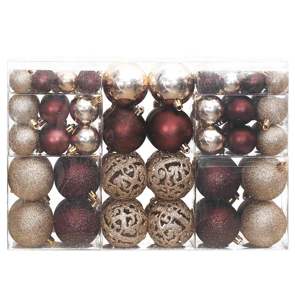 vidaXL Conjunto de bolas de natal 100 pcs 3/4/6 cm dourado