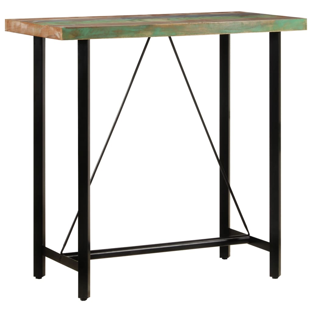 vidaXL Mesa de bar em madeira recuperada maciça 60x60x107 cm