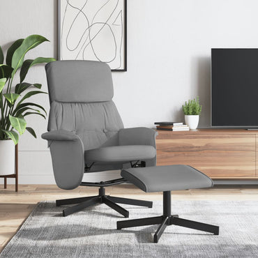vidaXL Cadeira reclinável com banco p/ pés tecido cinzento-claro