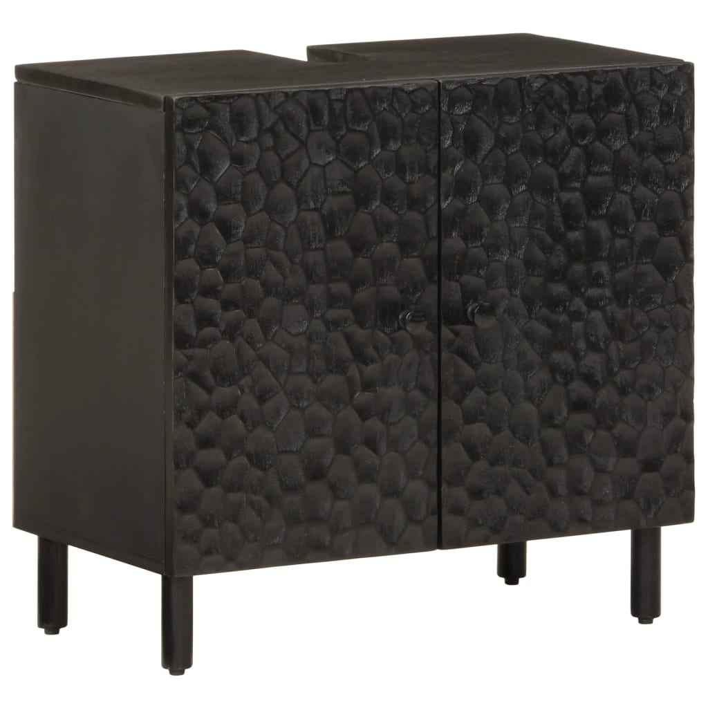 vidaXL Armário para lavatório 62x33x58 cm mangueira maciça preto