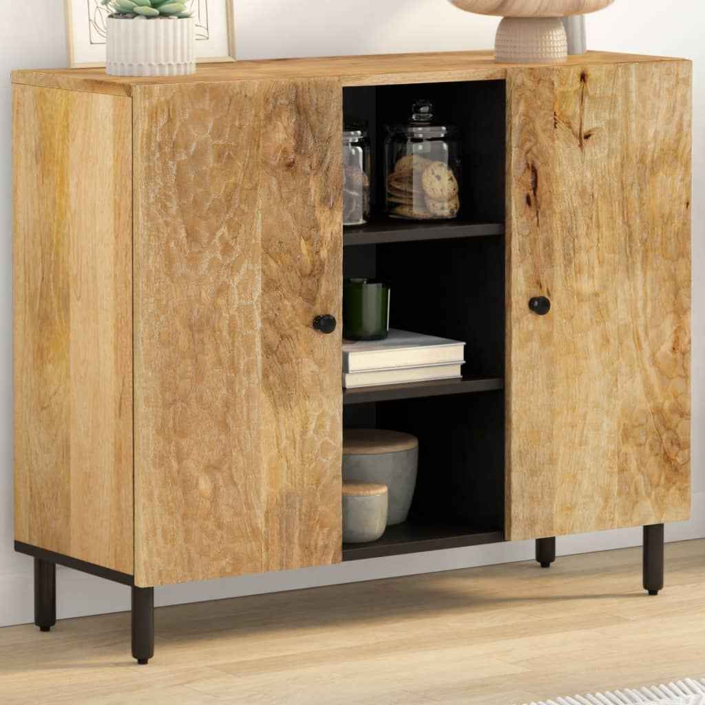 vidaXL Móvel de apoio 90x33x75 cm madeira de mangueira maciça preto
