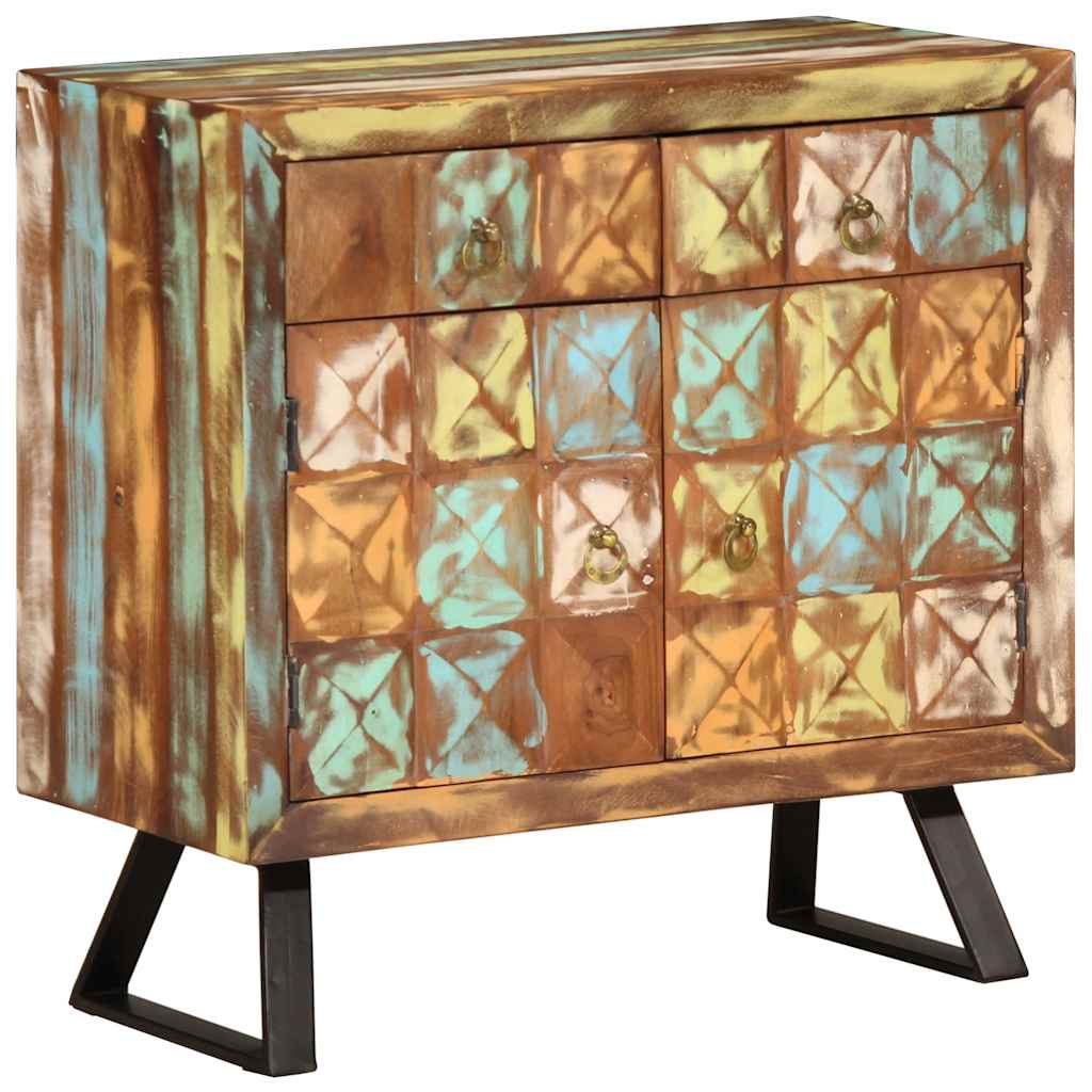 vidaXL Armário gavetas 70x35x70 cm madeira recuperada maciça multicor