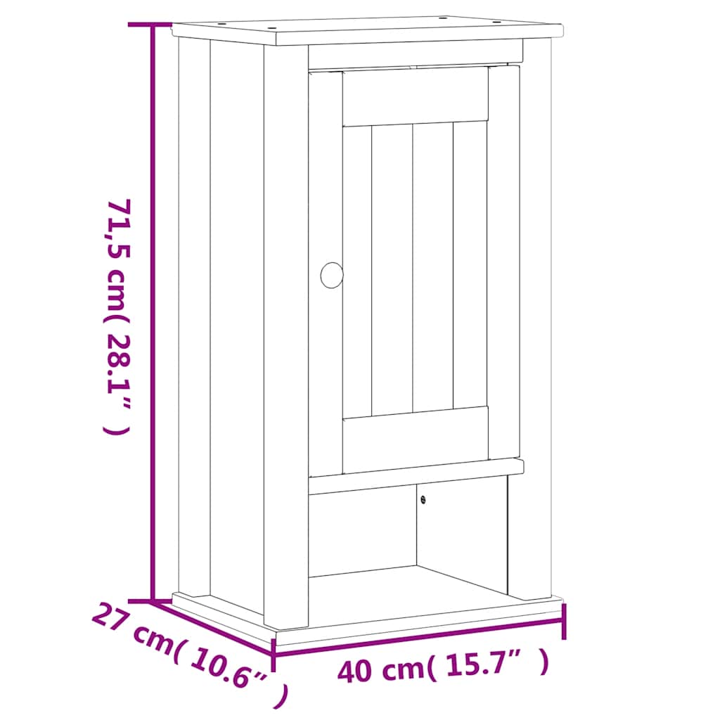vidaXL Móvel de parede p/ WC BERG 40x27x71,5 cm pinho maciço branco