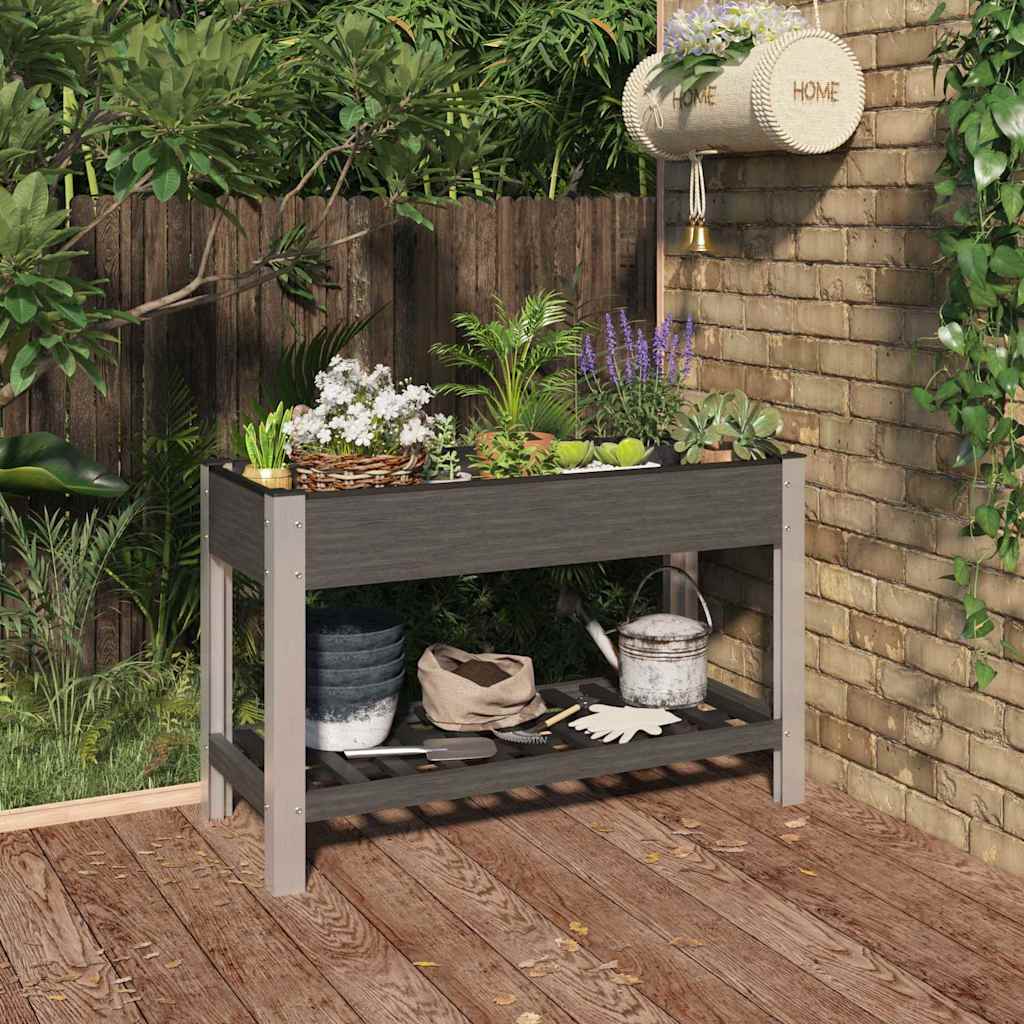vidaXL Canteiro elevado jardim c/ prateleira 50x50x90 cm WPC cinzento