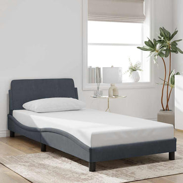 vidaXL Estrutura de cama Dover 100x203 cm veludo cinza-escuro