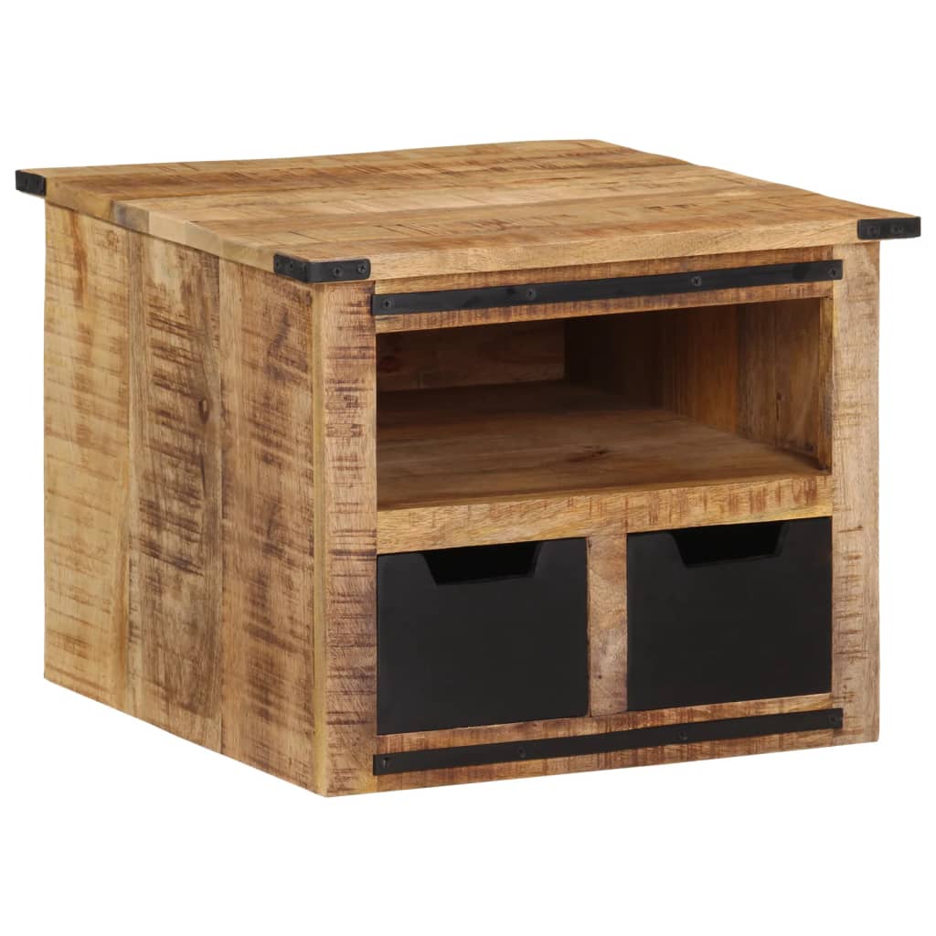 vidaXL Mesa de centro c/ gavetas 50x50x40 cm madeira mangueira maciça