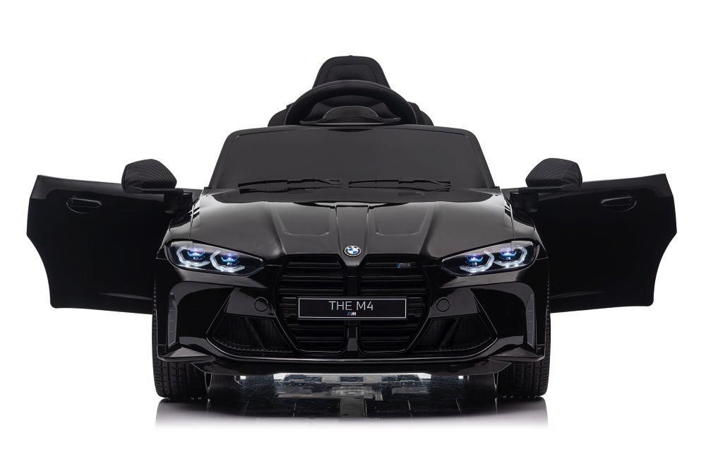 BMW M4, 12 volt elektrische kinderauto, Leder zitje, Rubberen banden, Kinder Accu Auto!