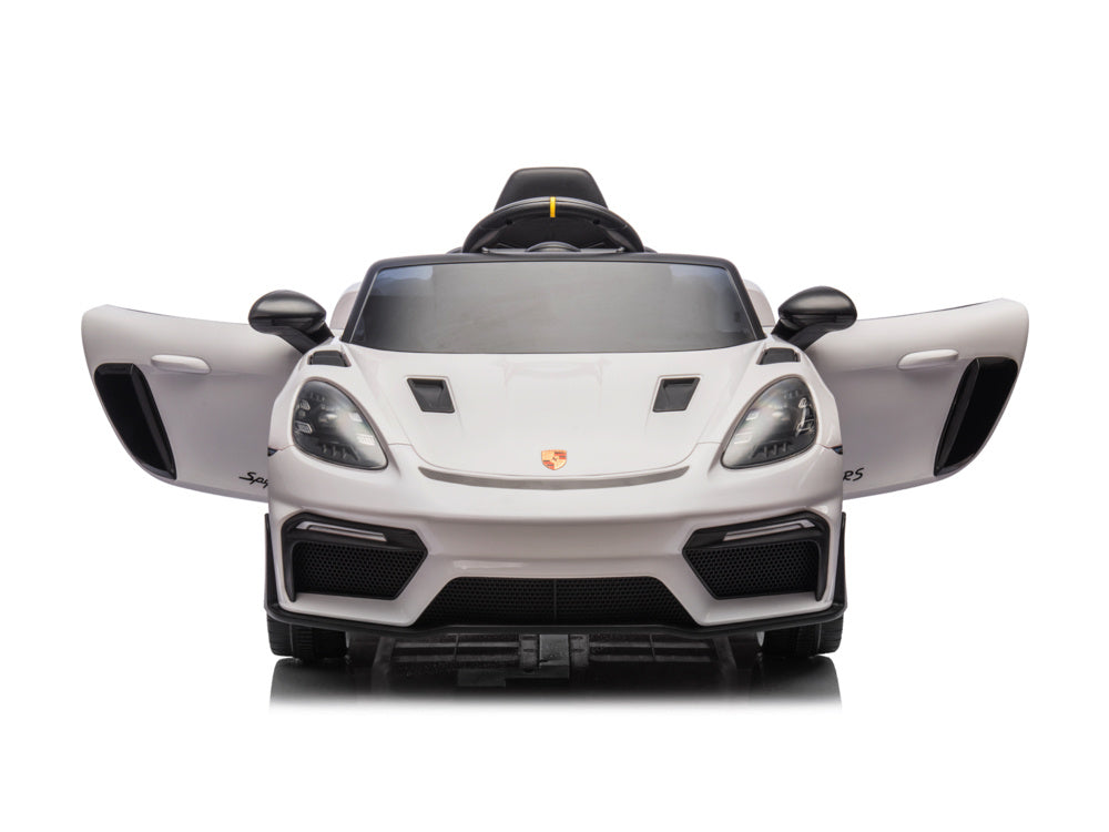 Porsche Spyder RS, 12 volt Kinder Accu Auto, rubberen banden, leder zitje en meer!