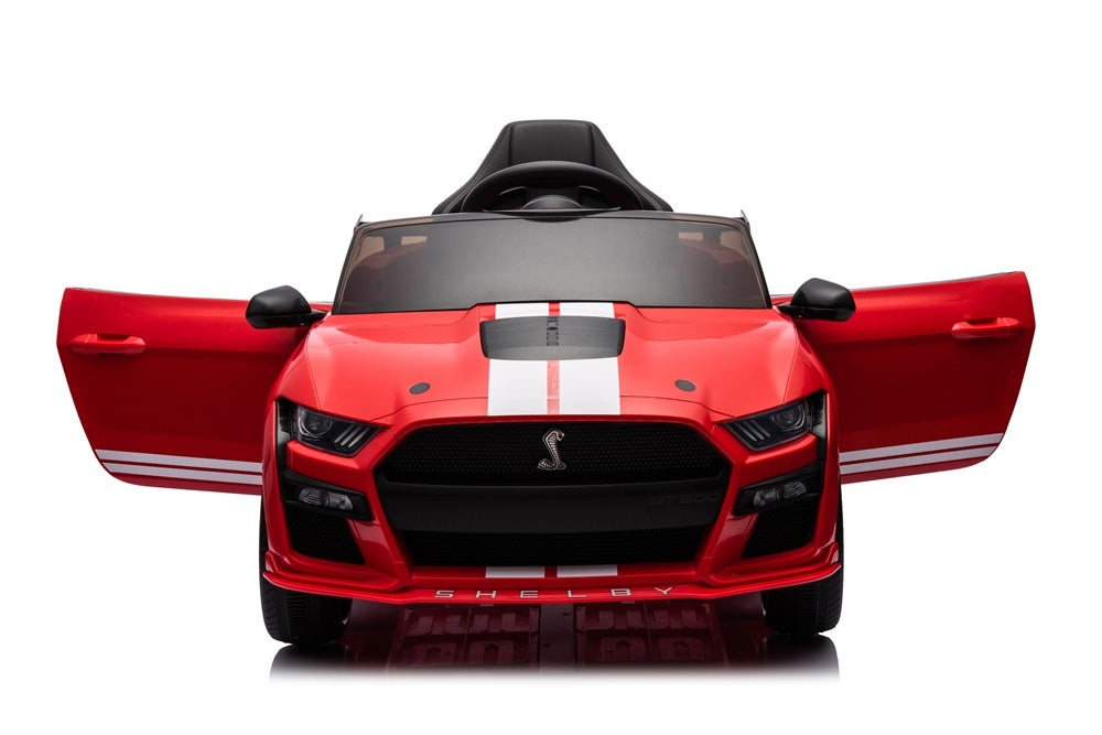 Ford Mustang GT500,12 volt elektrische kinderauto met rubberen banden, leder zitje en meer!