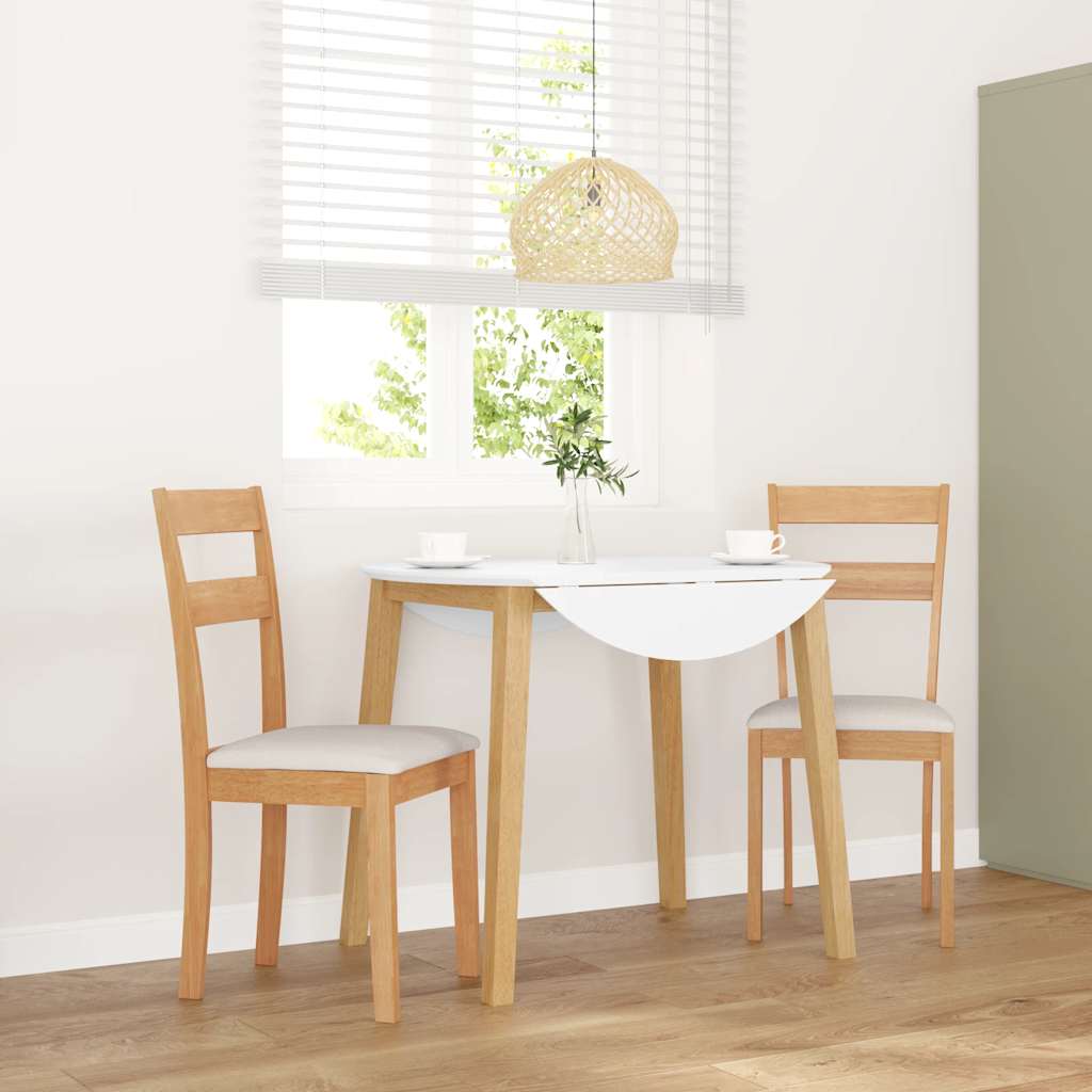 vidaXL Cadeiras de jantar 2 pcs madeira de seringueira maciça branco
