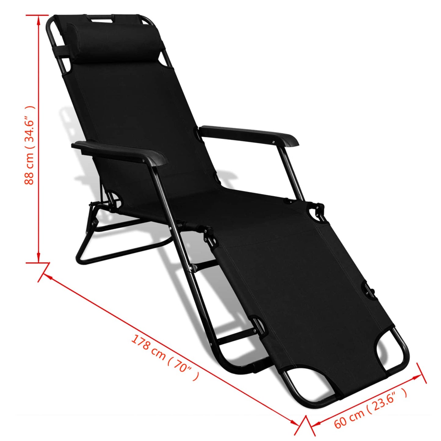 vidaXL Cadeira de Jardim Preto tecido