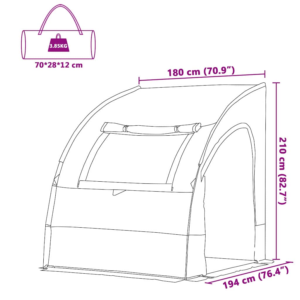 vidaXL Tenda para bagageira Verde 194 x 180 x 210 cm tafetá
