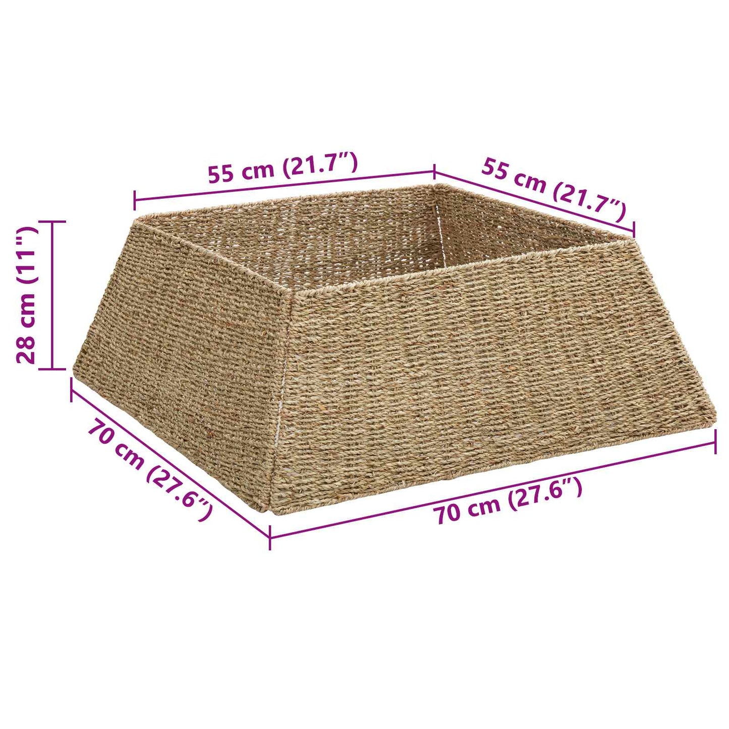 vidaXL Collar para Árvore de Natal Castanho 70 x 70 x 28 cm