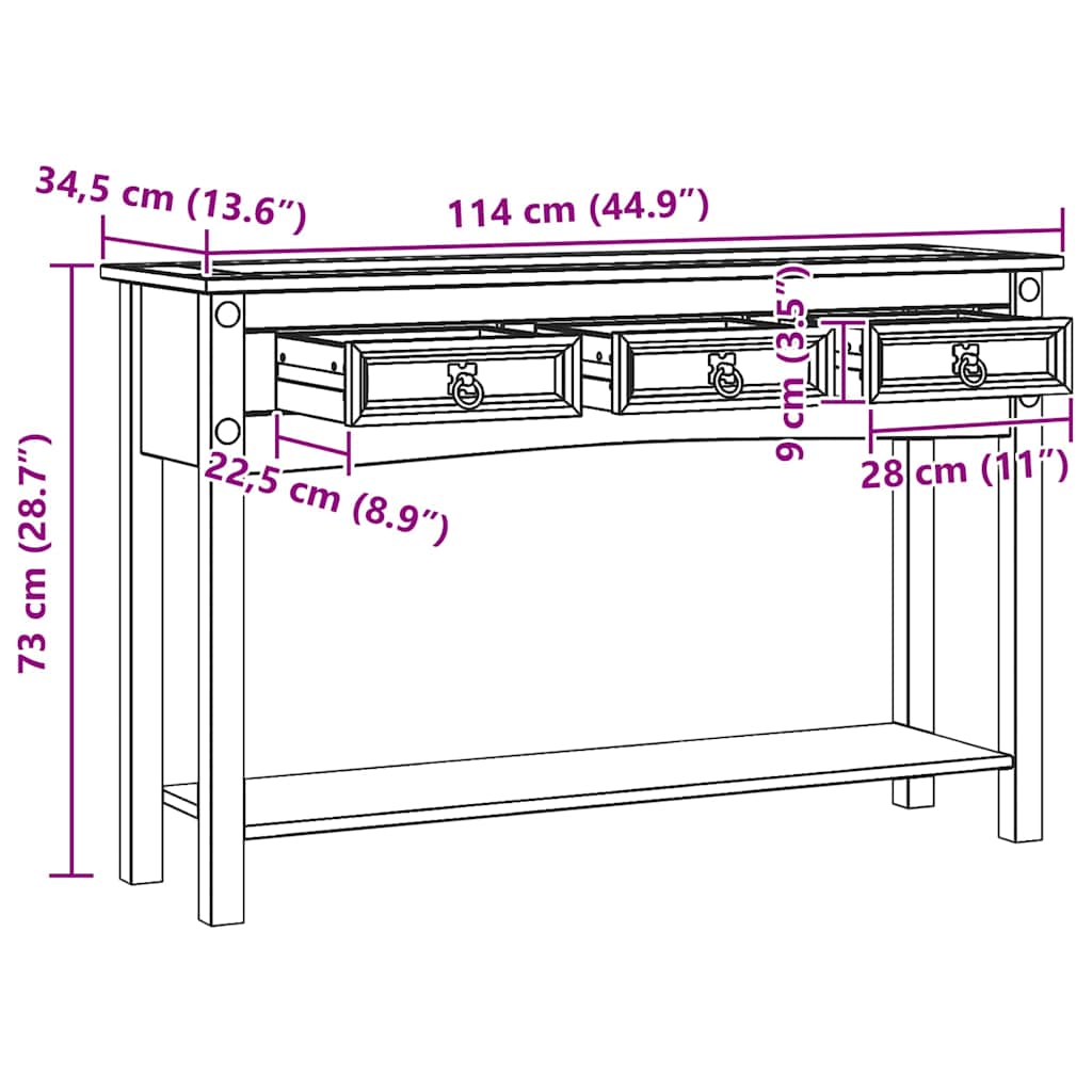 vidaXL Mesa de apoio com gaveta Branco 114 x 34,5 x 73 cm