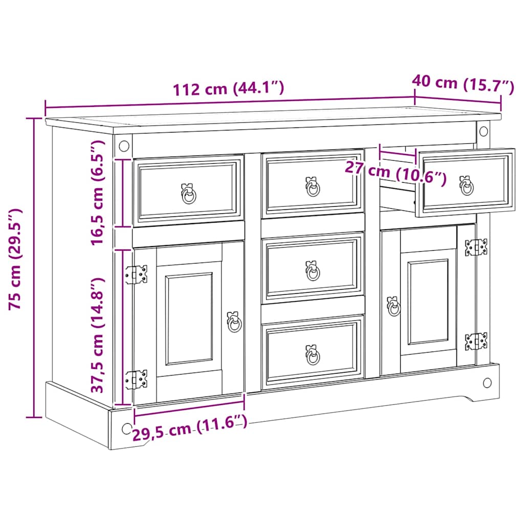 vidaXL Baús de Armazenamento com gaveta Branco 112 x 40 x 75 cm