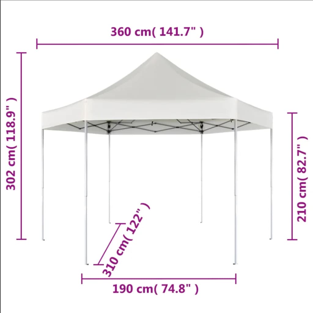 vidaXL Tenda festas pop-up dobrável hexagonal cinzento 3,6x3,1 m