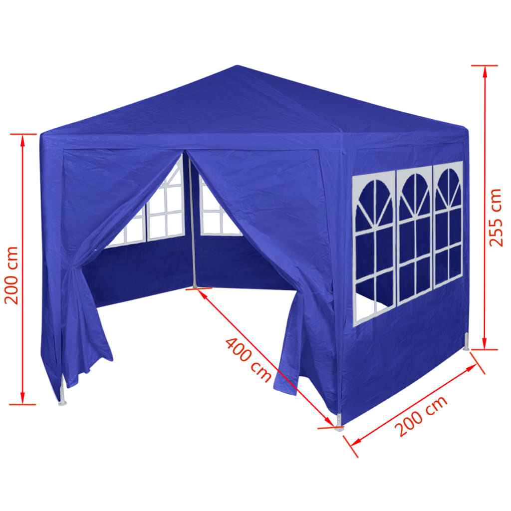 vidaXL Tenda com 6 painéis laterais 2x2 m azul