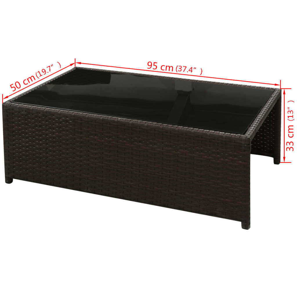 vidaXL 8 pcs conjunto lounge jardim c/ almofadões vime PE castanho