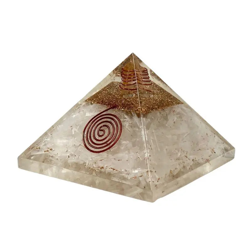 Pirâmide de Orgonite com Selenita