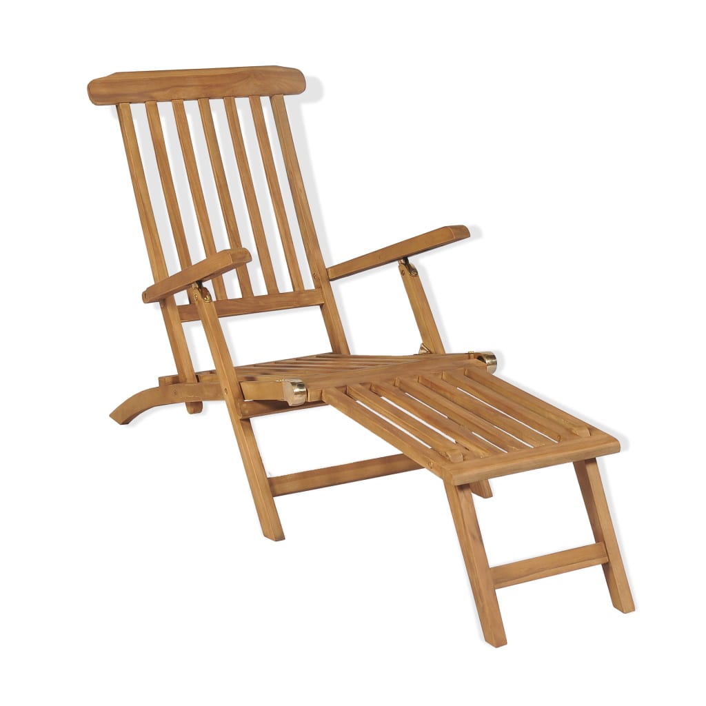 vidaXL Cadeiras de jardim c/ apoios de pés 2 pcs teca maciça