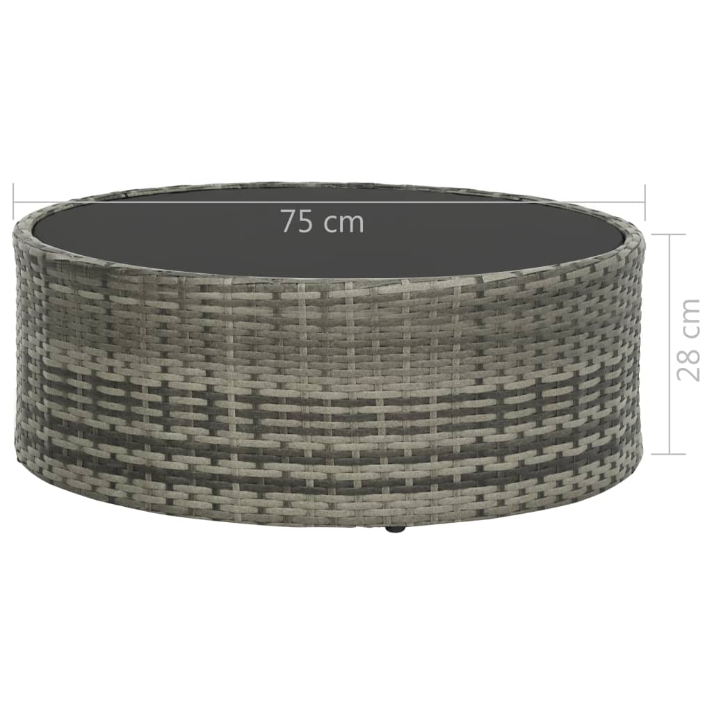 vidaXL 7 pcs conjunto lounge de jardim c/ almofadões vime PE cinzento