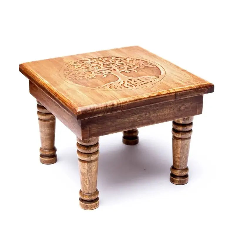 Mesa auxiliar em madeira esculpida - Árvore da vida