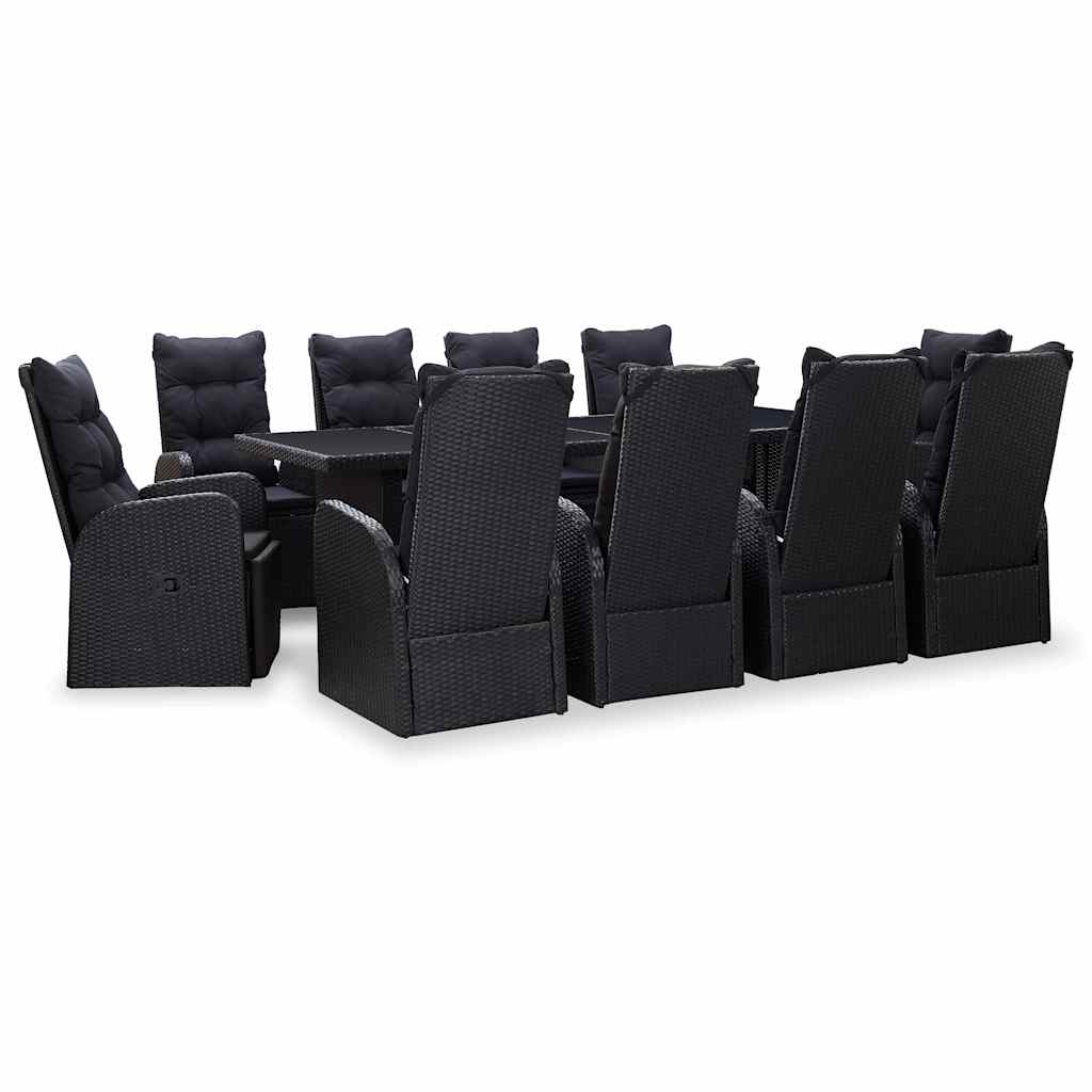 vidaXL Conjunto de Jantar para Exterior 11 pcs Preto Rattan Sintético