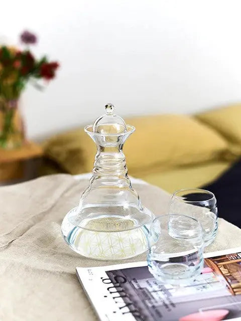 Copo de água com proporção áurea e Flor da vida - Platina