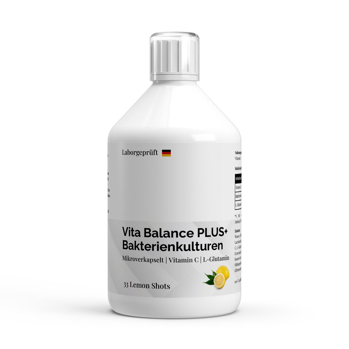 Vita Balance PLUS+ Bacterial cultures - 33 vegan Lemon Shots - 500ml