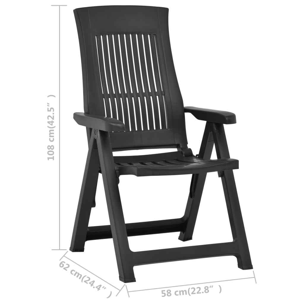 vidaXL Cadeiras de jardim reclináveis 2 pcs plástico antracite