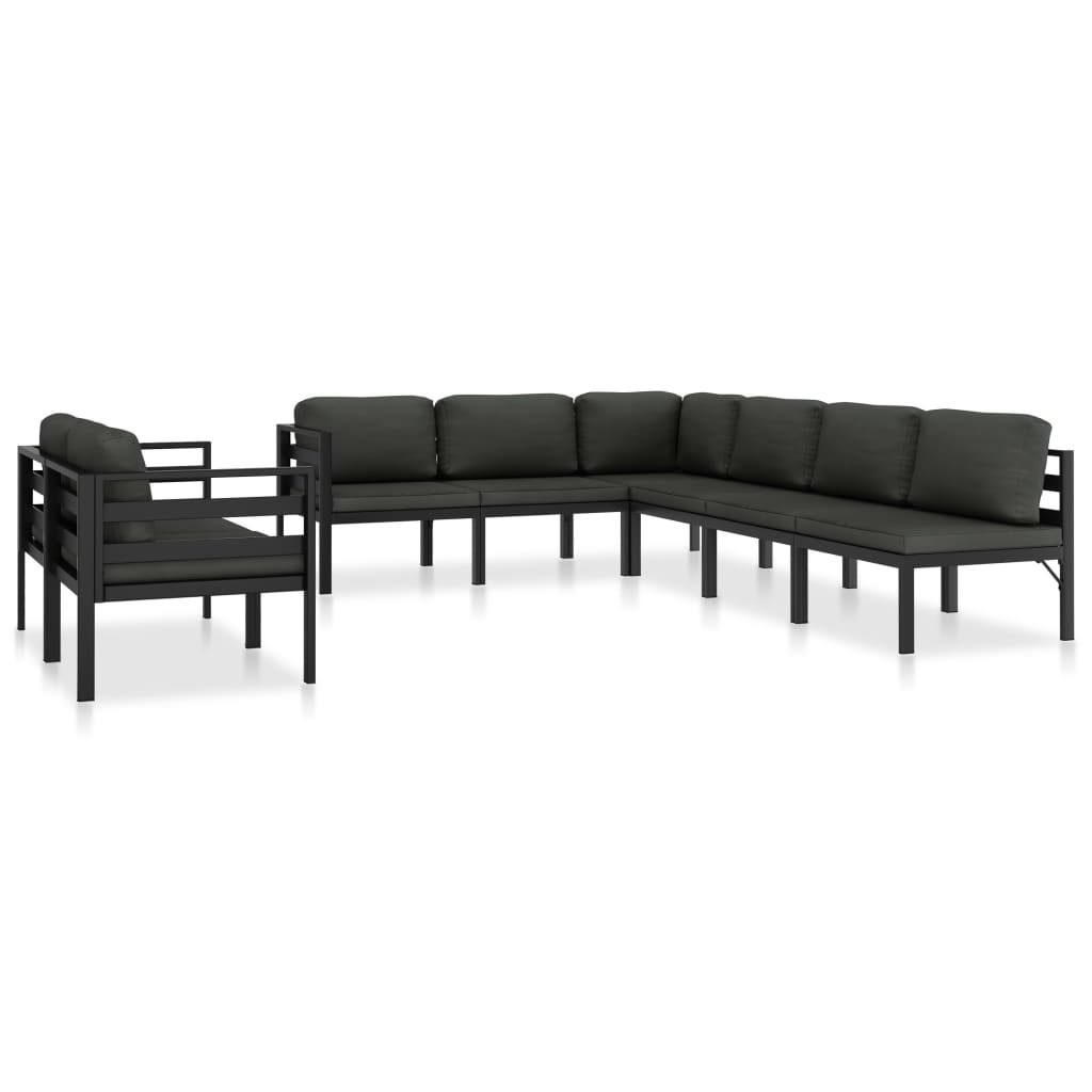 vidaXL 8 pcs conjunto lounge jardim com almofadões alumínio antracite