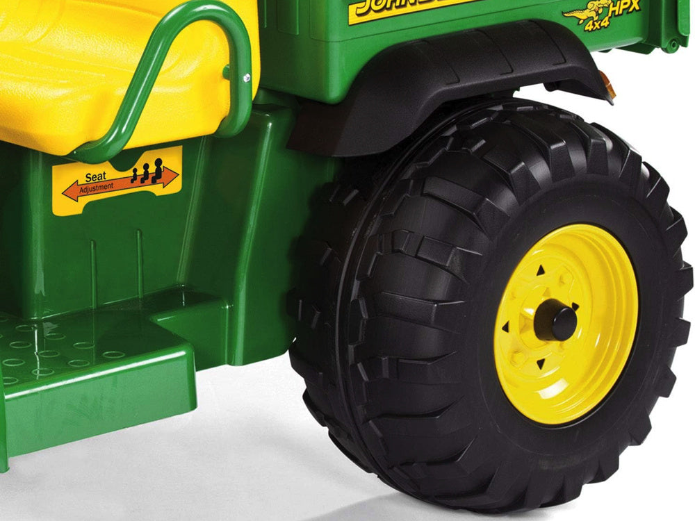 John Deere 12 volt elektrische kinder tractor met werkende graafarm en kantel bak duits engels frans vertaling