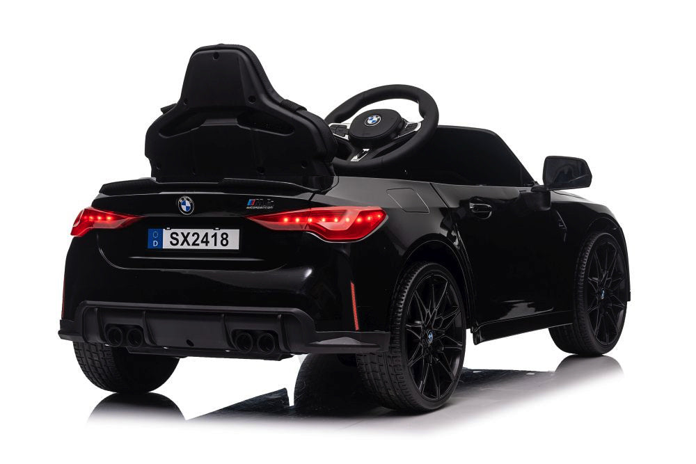 BMW M4, 12 volt elektrische kinderauto, Leder zitje, Rubberen banden, Kinder Accu Auto!