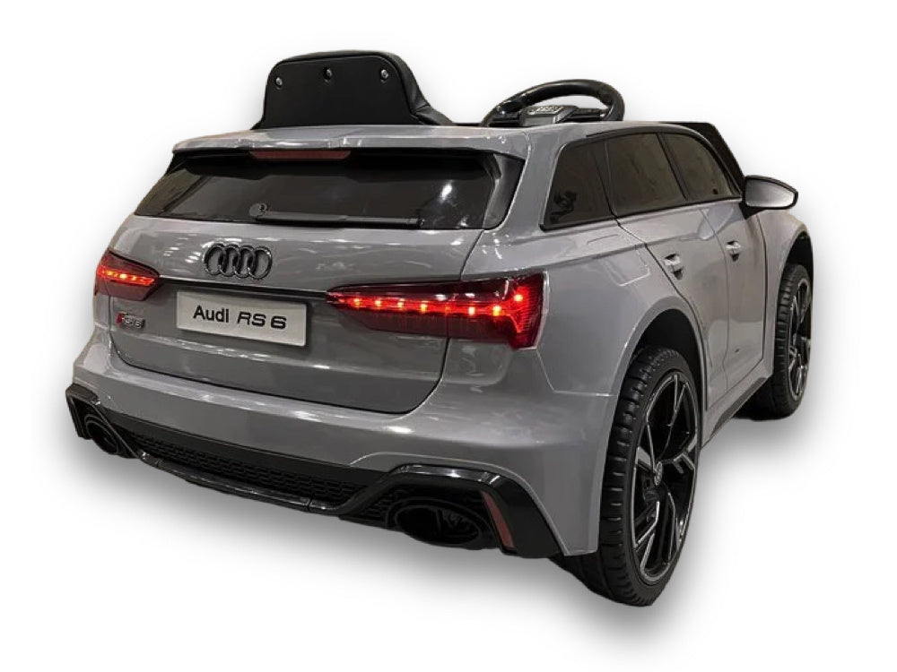 Audi RS6,12 volt elektrische kinderauto met rubberen banden, leder zitje en meer!