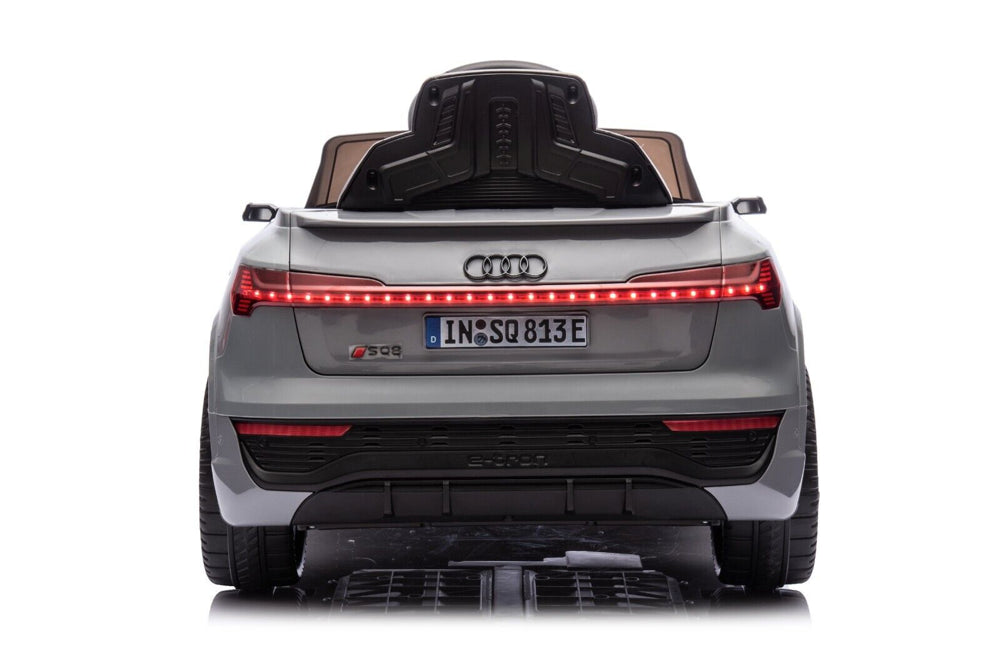 Audi S Q8, 12 volt elektrische kinderauto met rubberen banden, leder zitje en meer