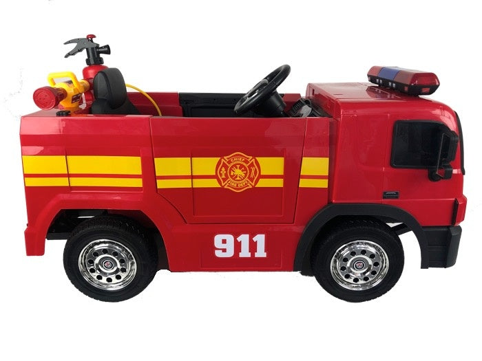 Brandweer Accu Auto, 12 volt elektrische kinderauto met veel accessoires!