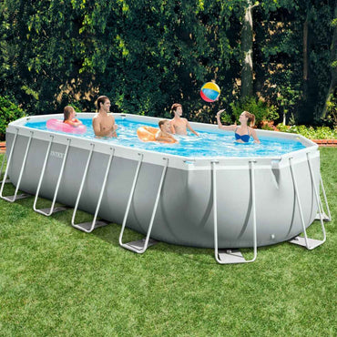 Piscina Desmontável Intex Prism Frame 610 x 122 x 305 cm 610 x 305 x 122 cm 18.202 l Cinzento Ovalada
