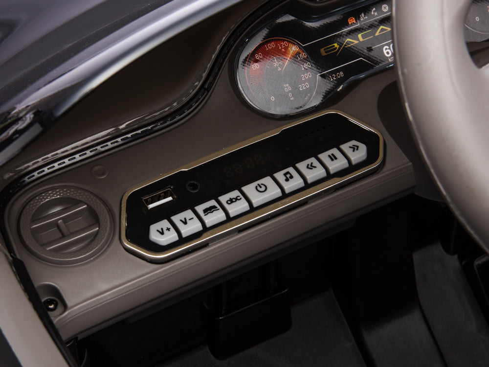 Bentley Bacalar, 12 volt elektrische kinderauto, leder zitje, rubberen banden en meer.