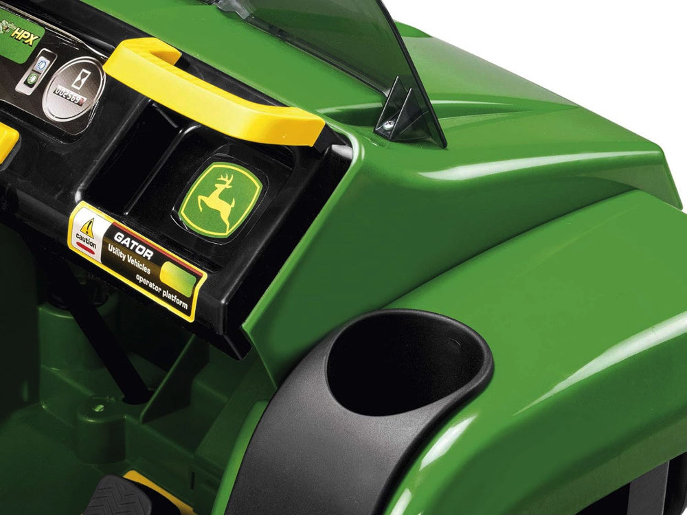 John Deere 12 volt elektrische kinder tractor met werkende graafarm en kantel bak duits engels frans vertaling