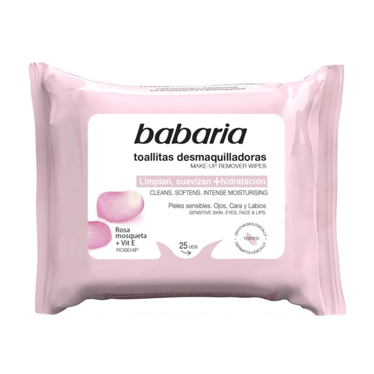 BABARIA ROSA MOSQUETA TOALLITAS DESMAQUILLANTES 25UN