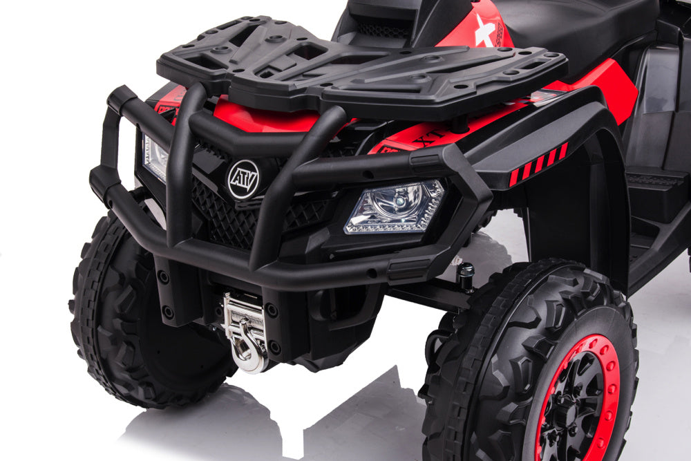 24 volt Elektrische Quad, 4 motoren, rubberen banden, leder zitting en meer!