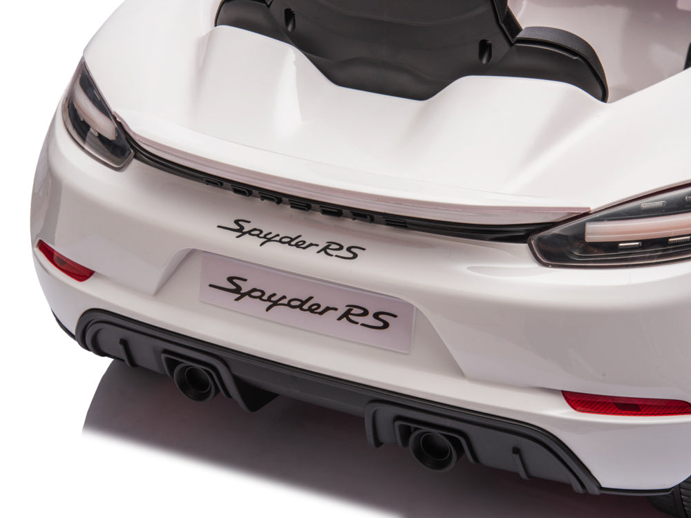 Porsche Spyder RS, 12 volt Kinder Accu Auto, rubberen banden, leder zitje en meer!