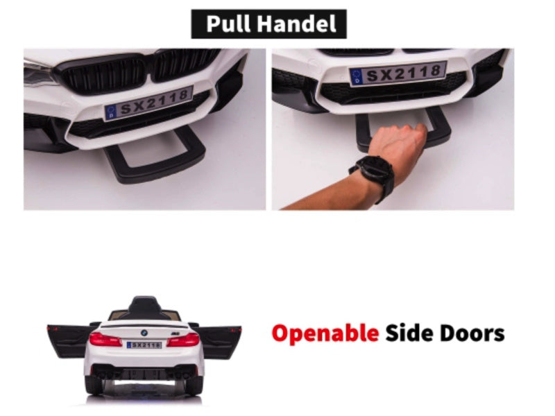 BMW M5, Leder zitje, Rubberen banden, Kinder Accu Auto!