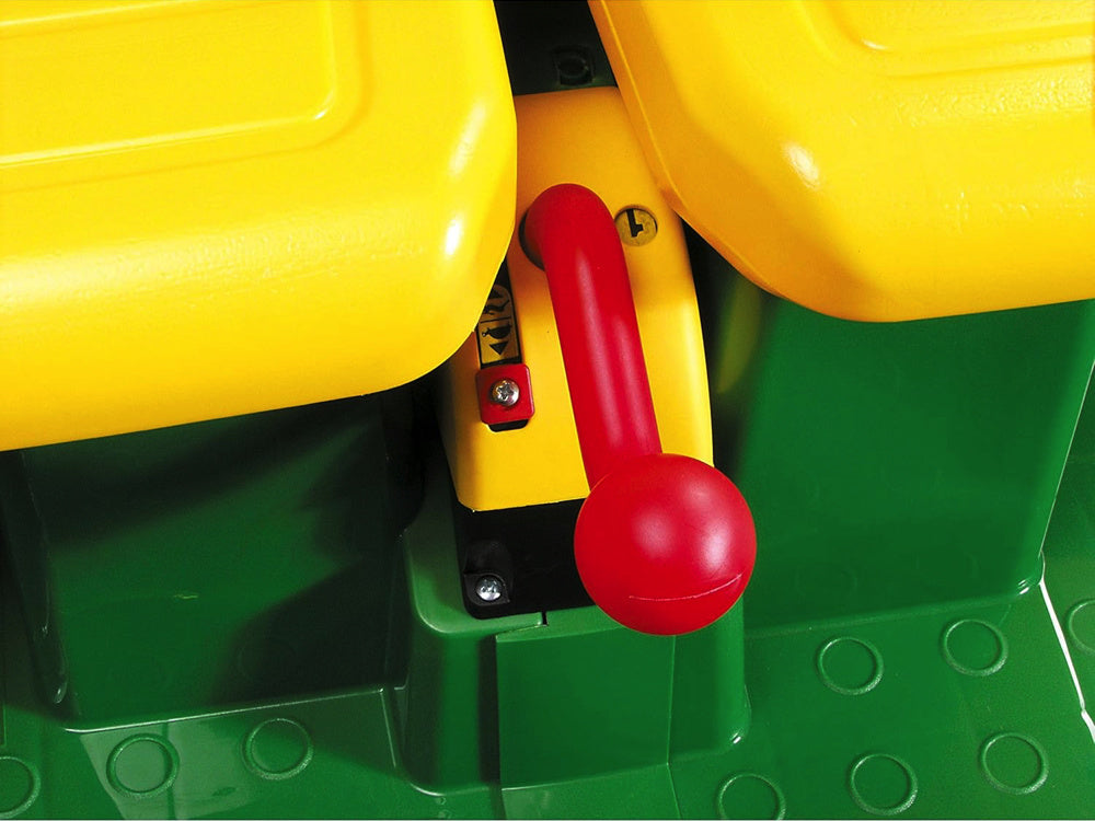 John Deere 12 volt elektrische kinder tractor met werkende graafarm en kantel bak duits engels frans vertaling