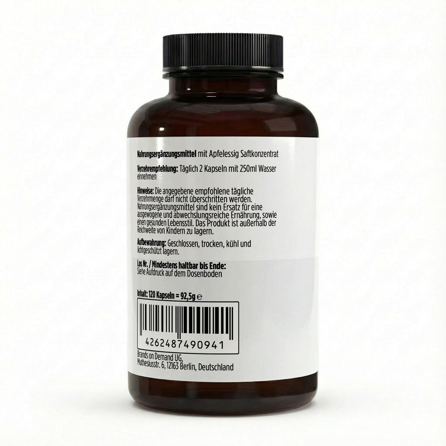 Cápsulas de Extrato de Vinagre de Maçã (600 mg por cápsula) – 120 cápsulas veganas